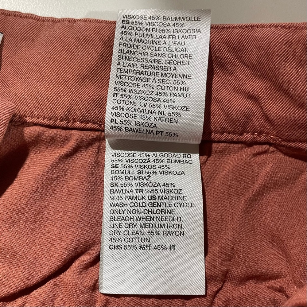 & Other Stories Relaxed Straight Leg Pleated Tailored Trousers Rust Red Size 4 - Picture 15 of 16